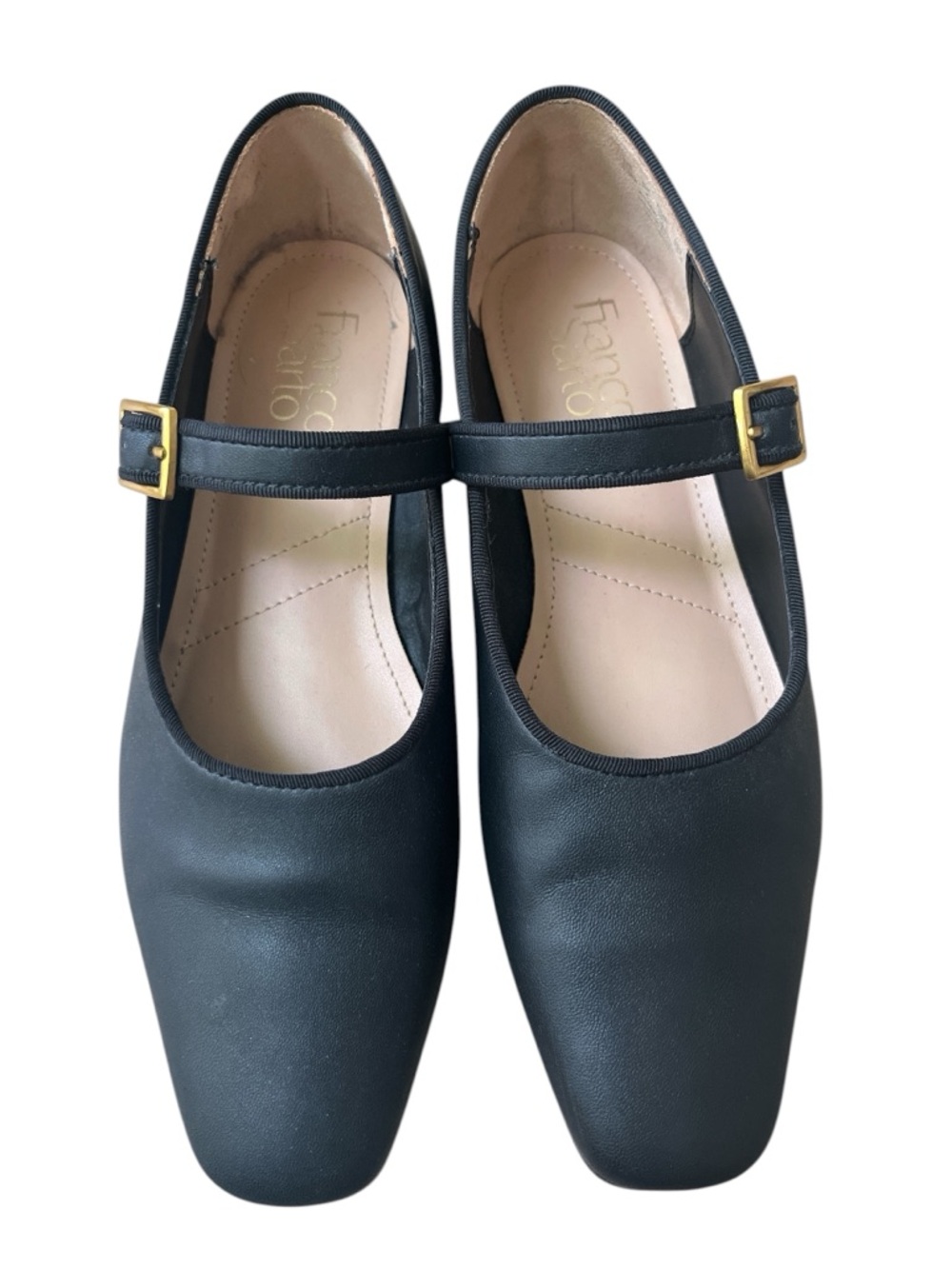 Franco Sarto Faux Leather Mary Jane Ballet Flats Black Size 6.5 Classic Strap